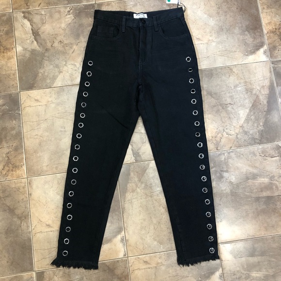 One Teaspoon Legend High Waist Grommet Black Jeans - Picture 2 of 5